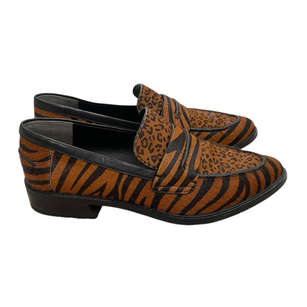Franco Sarto A-Irena 2 Animal Print Leo Upper Leather Loafers Women Size 7M